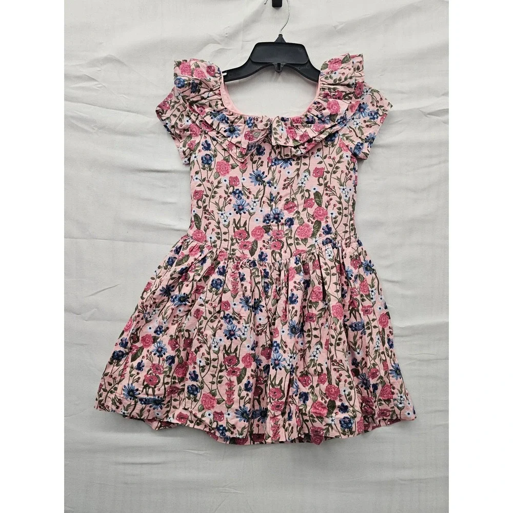 Scotch & Soda Girls Ruffle Collar Dress Pink Cotton‎ Rayon Casual Size 7/8